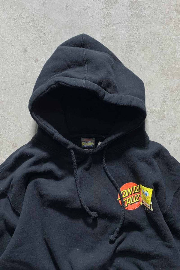SPONGE BOB LOGO SWEAT HOODIE / BLACK [SIZE: M USED]