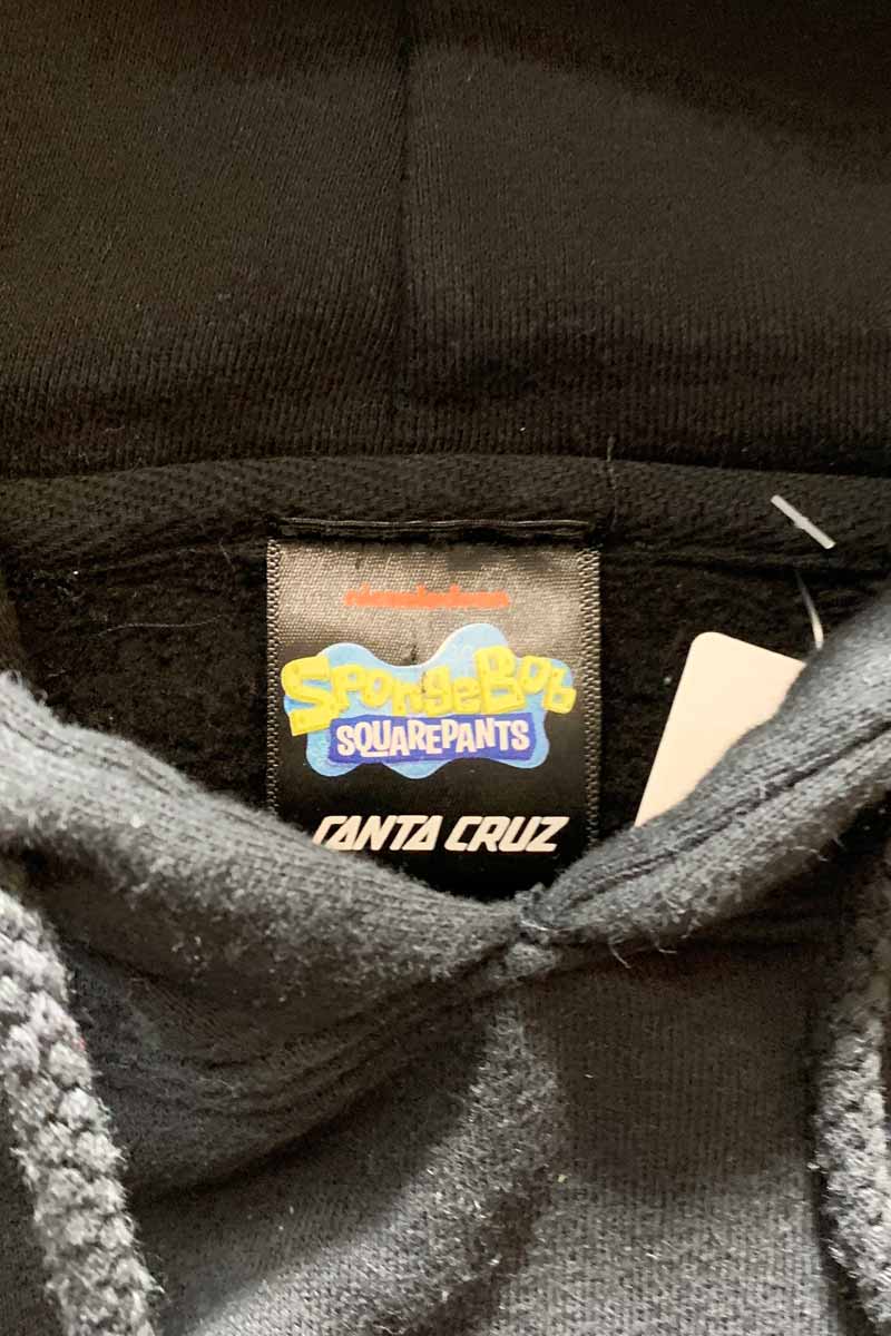 SPONGE BOB LOGO SWEAT HOODIE / BLACK [SIZE: M USED]