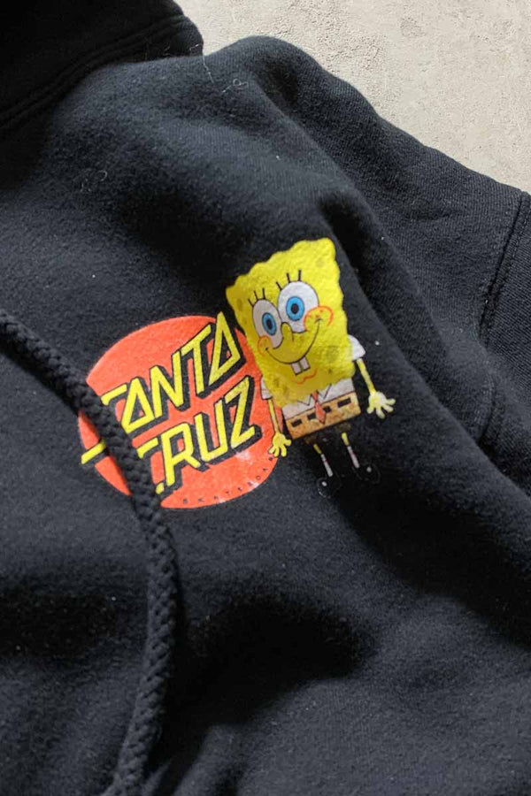 SPONGE BOB LOGO SWEAT HOODIE / BLACK [SIZE: M USED]
