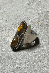 925 SILVER RING W/TIGER EYE / SILVER [SIZE: 12号相当 USED]