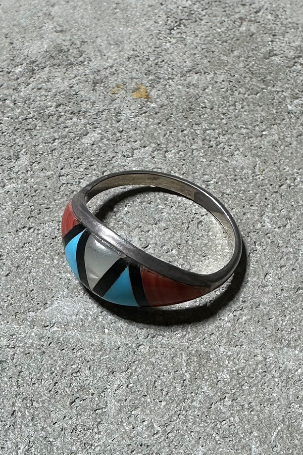 STERLING SILVER RING W/STONES / SILVER [SIZE: US 7.5 equivalent USED]