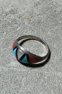 STERLING SILVER RING W/STONES / SILVER [SIZE: 15.5号相当 USED]