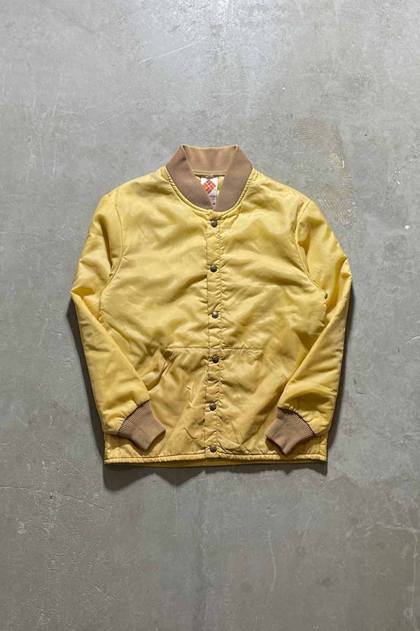 70-80s SNAP BUTTON NYLON PUFF JACKET / YELLOW [SIZE: S USED]