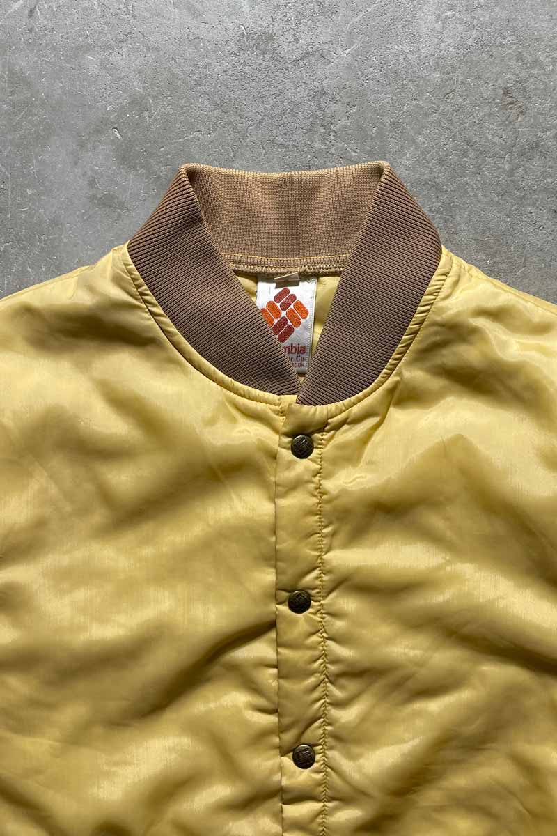 70-80s SNAP BUTTON NYLON PUFF JACKET / YELLOW [SIZE: S USED]