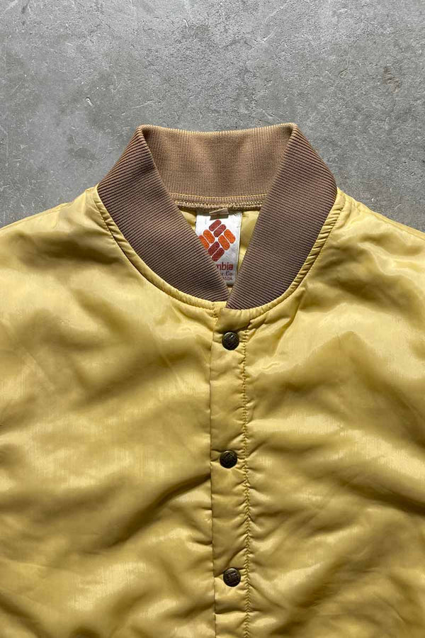 70-80s SNAP BUTTON NYLON PUFF JACKET / YELLOW [SIZE: S USED]