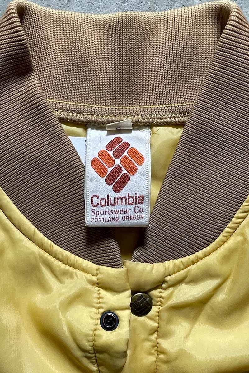 70-80s SNAP BUTTON NYLON PUFF JACKET / YELLOW [SIZE: S USED]