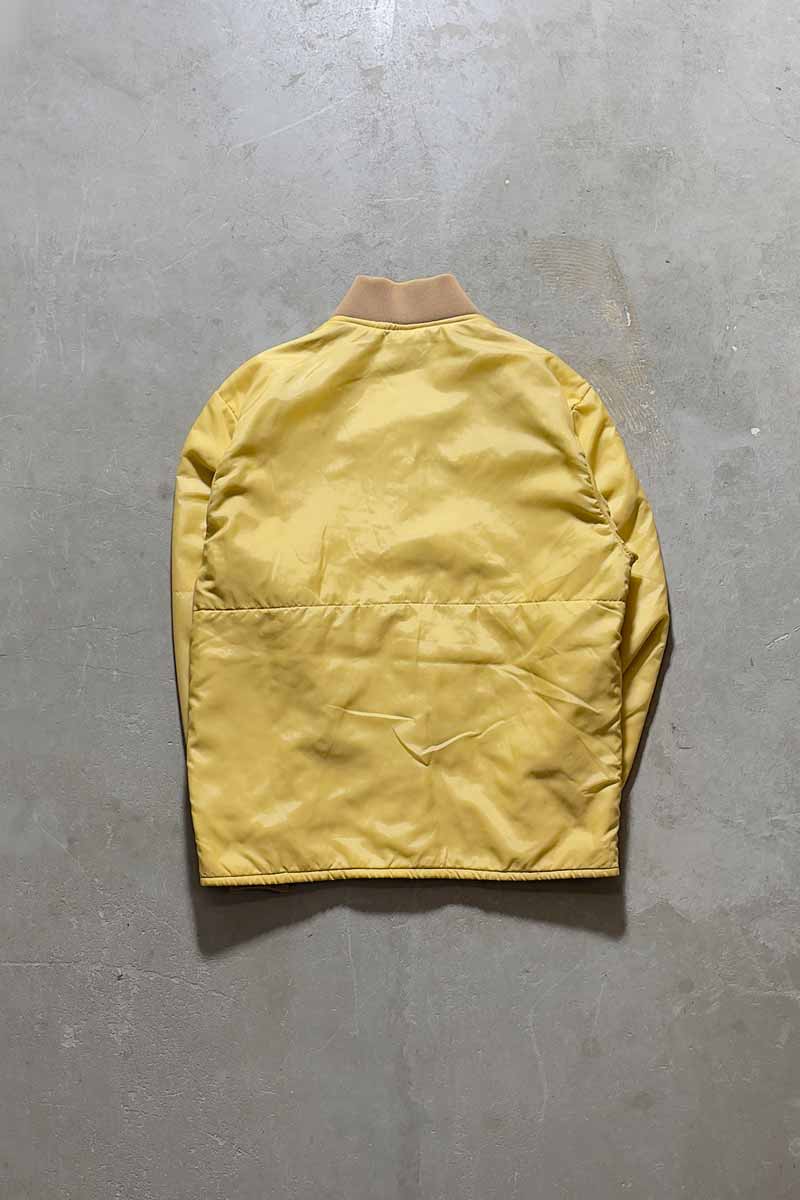 70-80s SNAP BUTTON NYLON PUFF JACKET / YELLOW [SIZE: S USED]