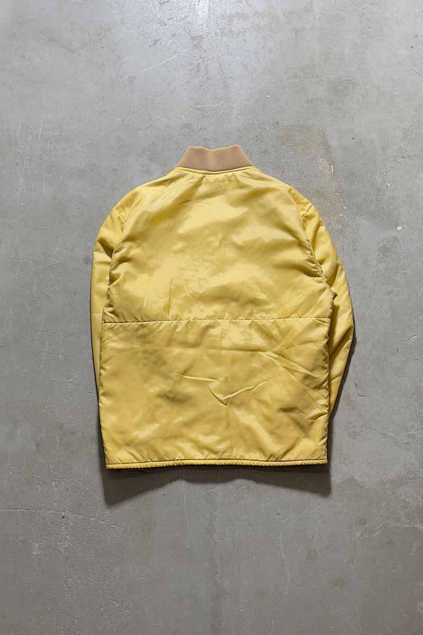 70-80s SNAP BUTTON NYLON PUFF JACKET / YELLOW [SIZE: S USED]