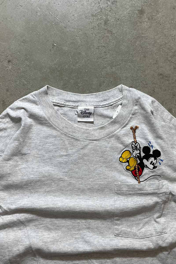 MADE IN USA 90'S MICKEY POCKET T-SHIRT / GREY [SIZE: L USED]