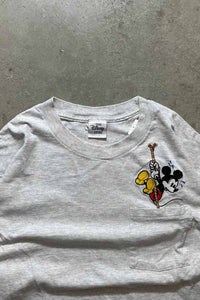MADE IN USA 90'S MICKEY POCKET T-SHIRT / GREY [SIZE: L USED]