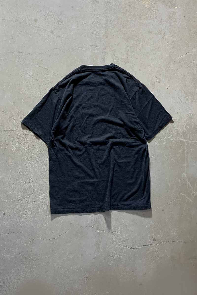 MADE IN USA 80'S WOLF PRINT ANIMAL T-SHIRT / BLACK [SIZE: L USED]