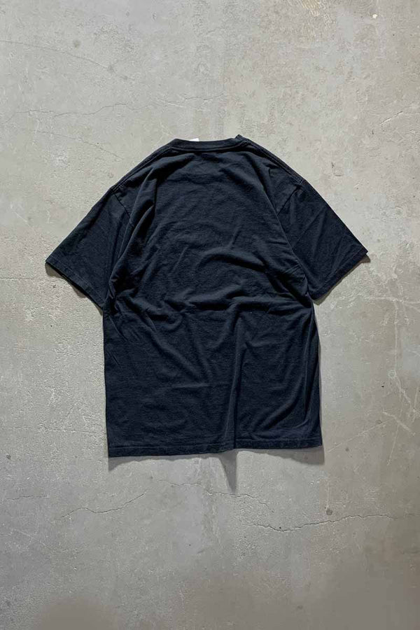 MADE IN USA 80'S WOLF PRINT ANIMAL T-SHIRT / BLACK [SIZE: L USED]