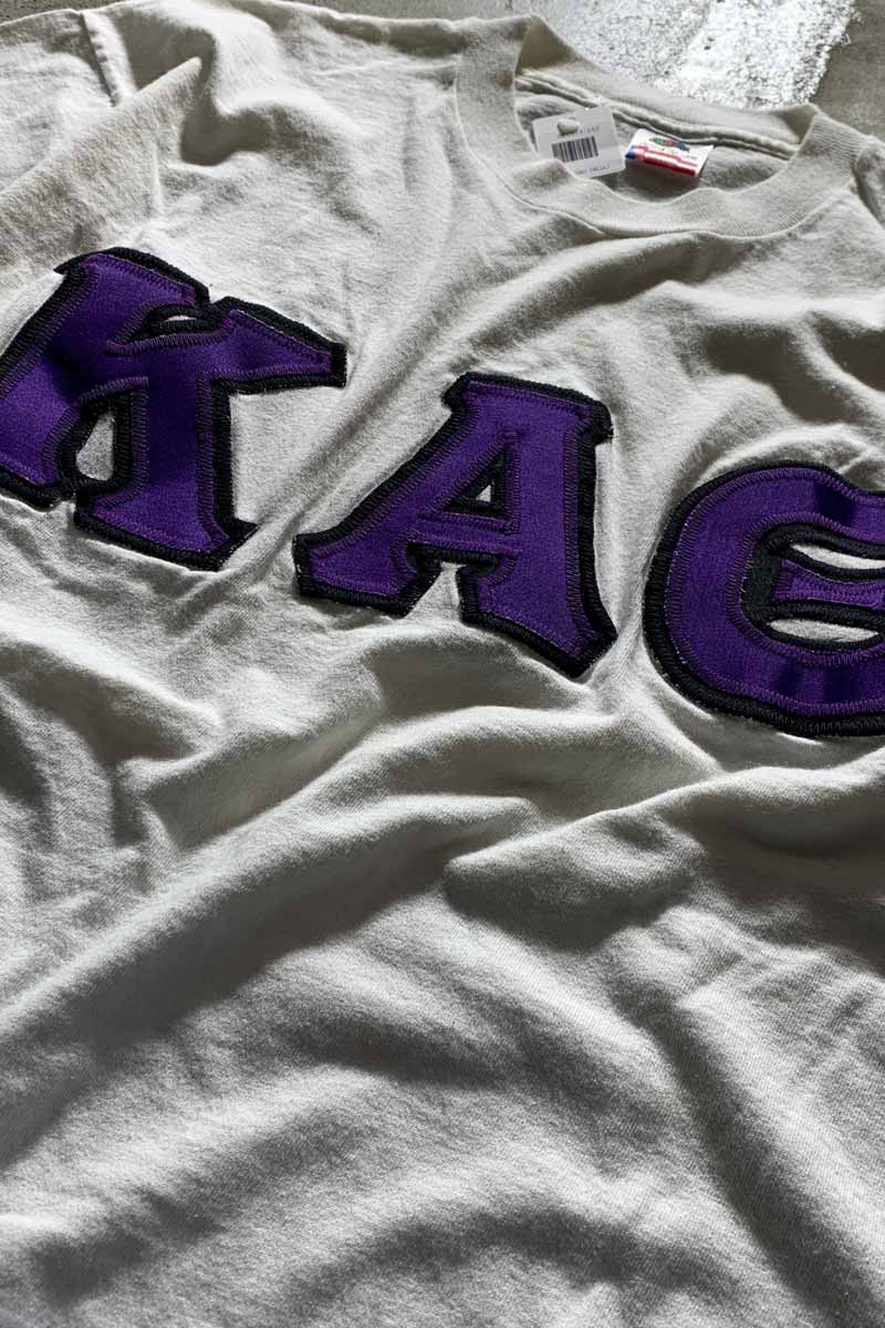 MADE IN USA 80-90'S KAO PATCH T-SHIRT/ PURPLE [SIZE: L USED]