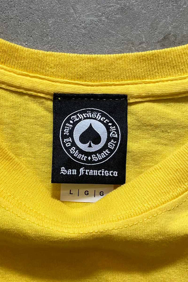 S/S LOGO PRINT T-SHIRT / YELLOW [SIZE: L USED]