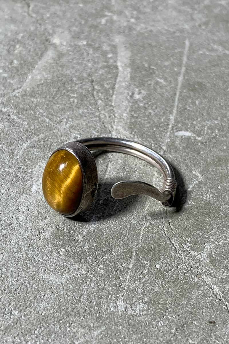925 SILVER RING W/TIGER EYE [SIZE: 21.5号相当 USED]