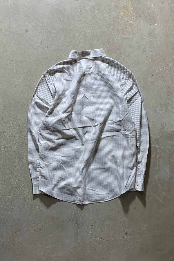 90'S B.D COTTON CHECK L/S CUSTOM FIT SHIRT/ WHITE [SIZE: XL USED]