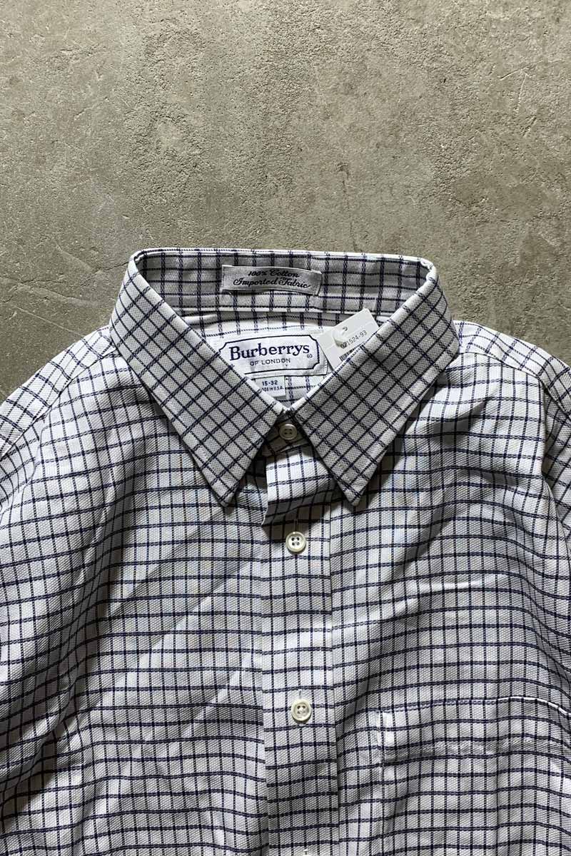 MADE IN USA 90'S L/S CHECK SHIRT / WHITE [SIZE: M USED]