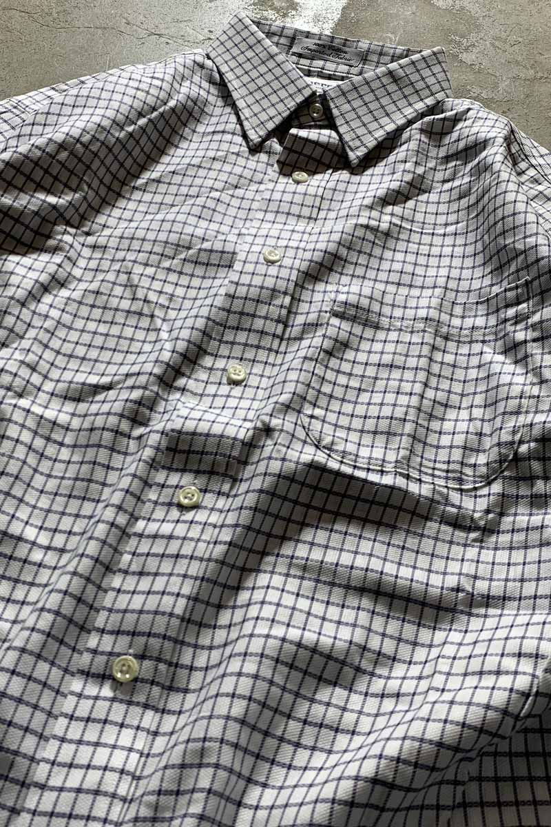 MADE IN USA 90'S L/S CHECK SHIRT / WHITE [SIZE: M USED]