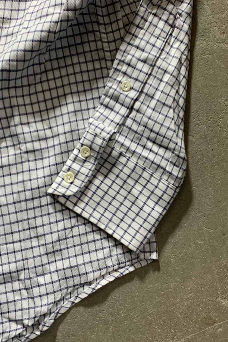 MADE IN USA 90'S L/S CHECK SHIRT / WHITE [SIZE: M USED]