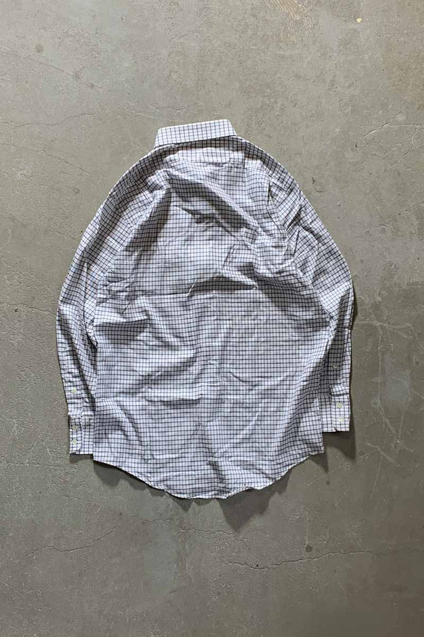 MADE IN USA 90'S L/S CHECK SHIRT / WHITE [SIZE: M USED]