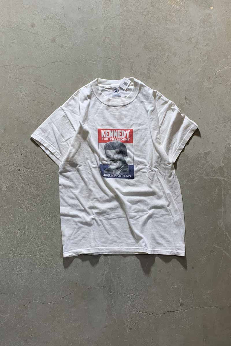 90-00'S KENNEDY PRINT T-SHIRT/ WHITE [SIZE: M USED]