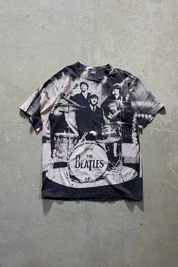 MADE IN USA 90'S THE BEATLES ALL PRINT BAND T-SHIRT / BLACK [SIZE: L DEADSTOCK/NOS]