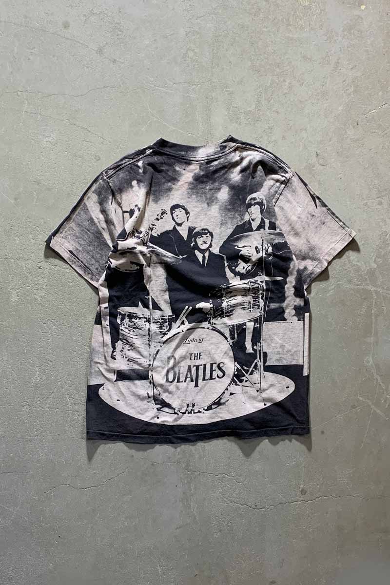 MADE IN USA 90'S THE BEATLES ALL PRINT BAND T-SHIRT / BLACK [SIZE: L DEADSTOCK/NOS]