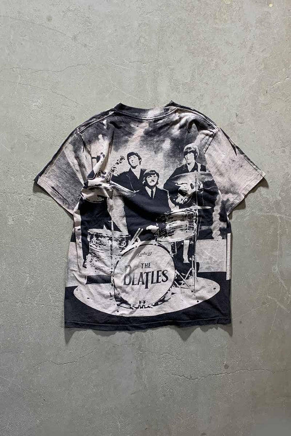 MADE IN USA 90'S THE BEATLES ALL PRINT BAND T-SHIRT / BLACK [SIZE: L DEADSTOCK/NOS]