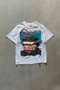 MADE IN USA 80-90'S QUEEN PRINT BAND T-SHIRT / WHITE [SIZE: L USED]