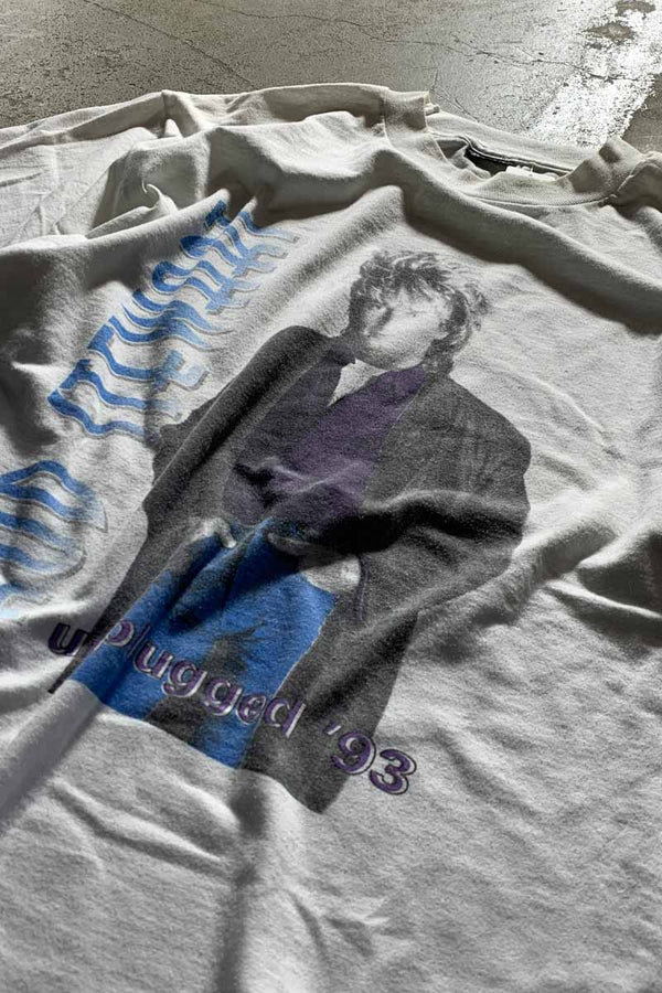 MADE IN USA 93'S ROD STEWART UNPLUGGED PRINT BAND T-SHIRT/ WHITE [SIZE: XL USED]