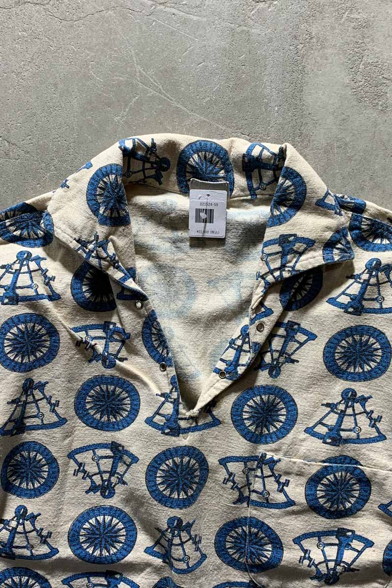 60-70'S V-NECK DESIGN S/S POLO SHIRT/ BEIGE [SIZE:M USED]