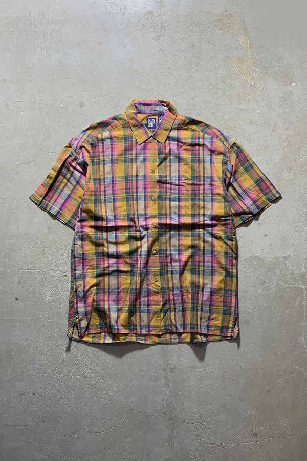 90'S COTTON CHECK S/S SHIRT/ MULTI [SIZE:M USED]