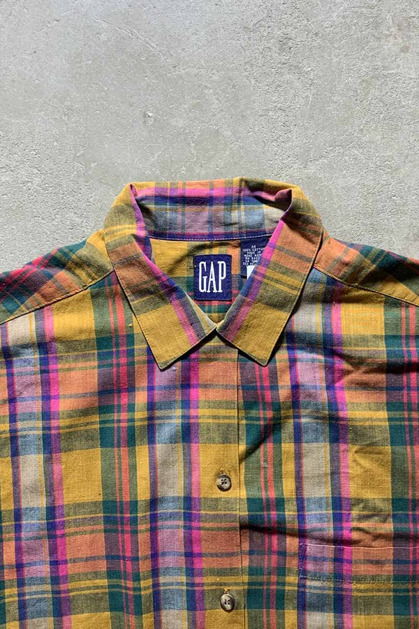 90'S COTTON CHECK S/S SHIRT/ MULTI [SIZE:M USED]