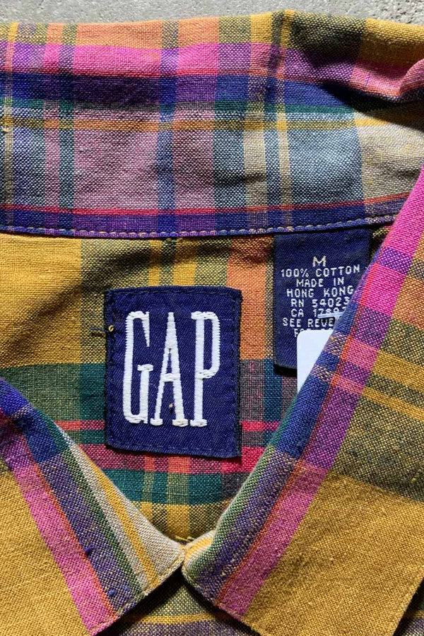 90'S COTTON CHECK S/S SHIRT/ MULTI [SIZE:M USED]