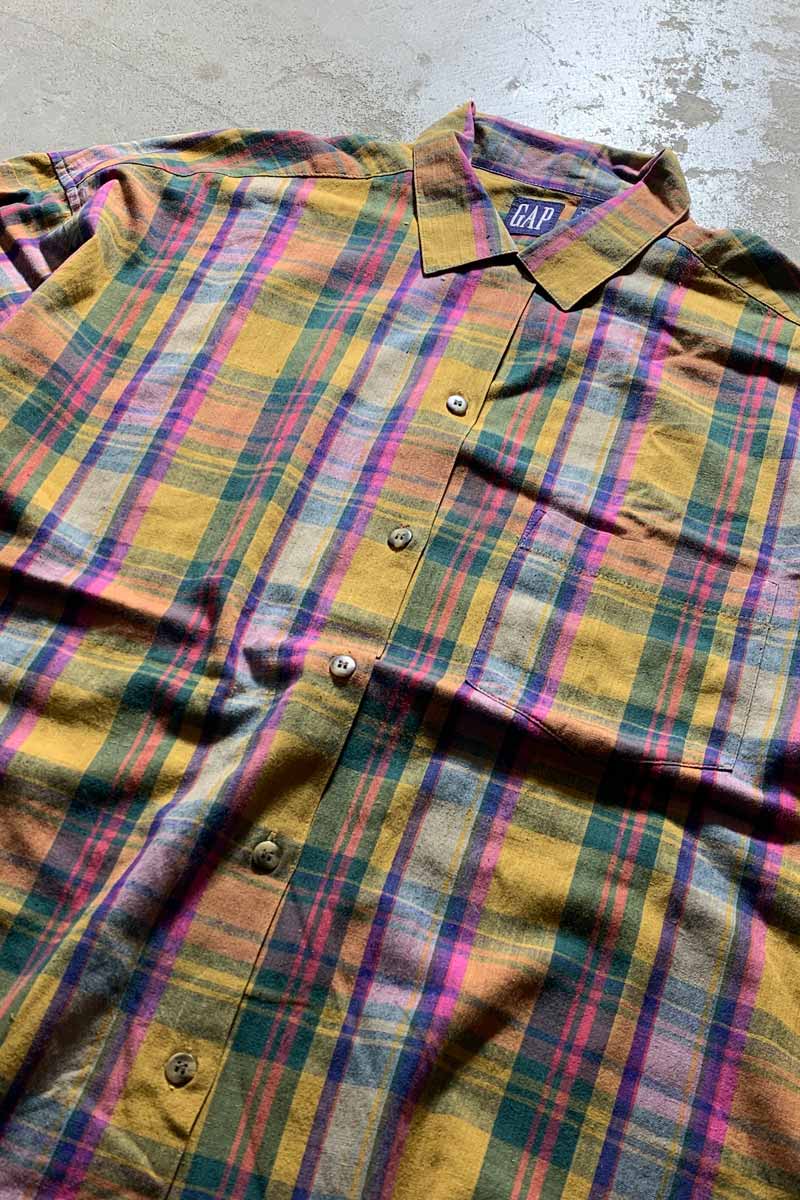90'S COTTON CHECK S/S SHIRT/ MULTI [SIZE:M USED]