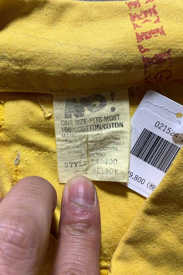80-90'S COTTON DESIGN S/S SHIRT/ YELLOW [SIZE:L USED]