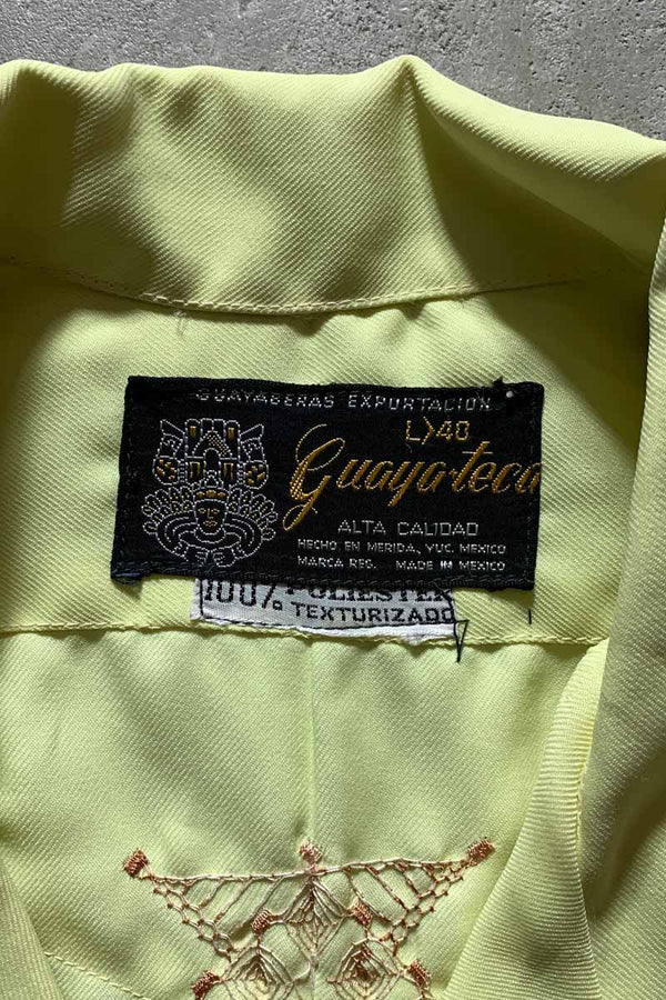 70'S OPEN COLLAR S/S CUBA SHIRT/ YELLOW [SIZE:L USED]