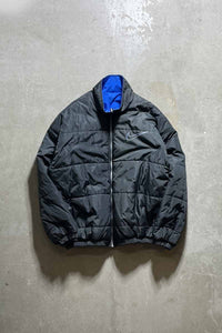 90'S REVERSIBLE ZIP UP NYLON PUFF JACKET / BLUE / BLACK [SIZE: L USED]