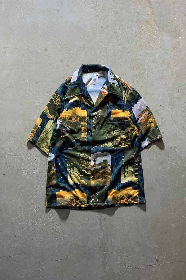 70'S OPEN COLLAR S/S DESIGN SHIRT/ MULTI [SIZE:L USED]