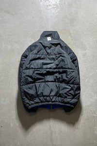 90'S REVERSIBLE ZIP UP NYLON PUFF JACKET / BLUE / BLACK [SIZE: L USED]