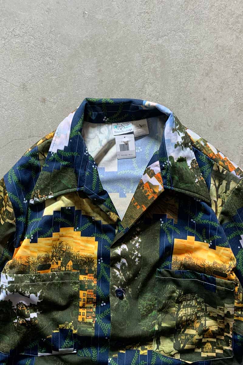 70'S OPEN COLLAR S/S DESIGN SHIRT/ MULTI [SIZE:L USED]