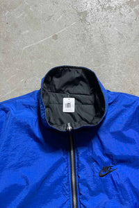 90'S REVERSIBLE ZIP UP NYLON PUFF JACKET / BLUE / BLACK [SIZE: L USED]