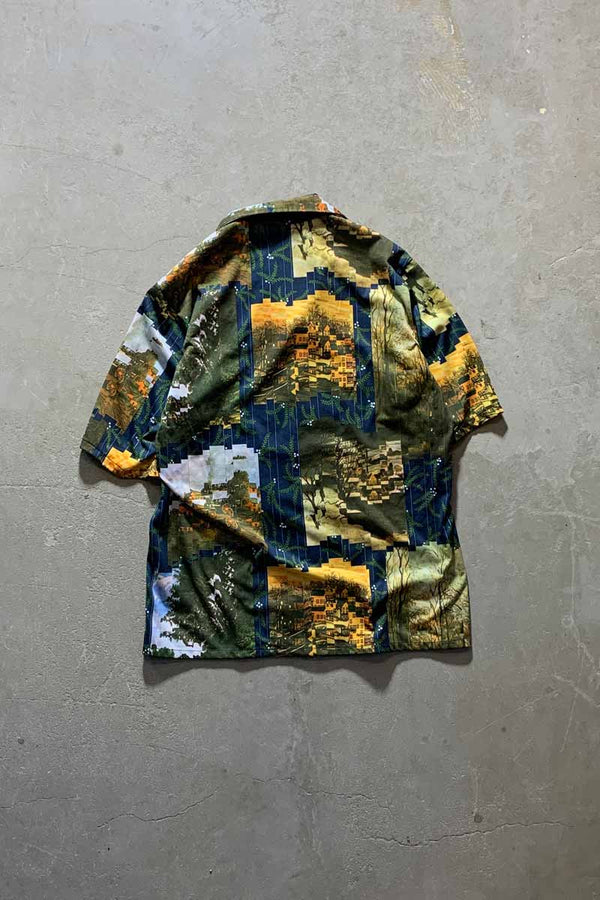 70'S OPEN COLLAR S/S DESIGN SHIRT/ MULTI [SIZE:L USED]