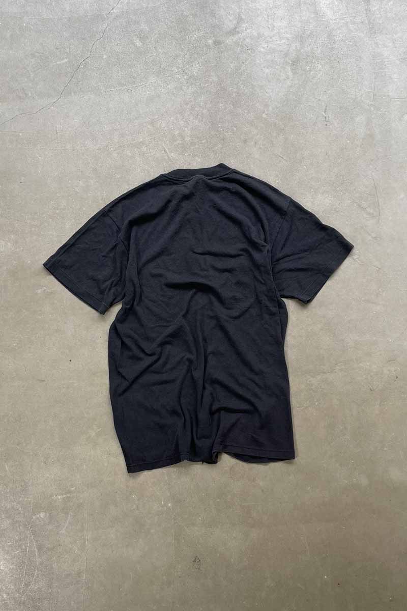 MADE IN USA 90'S ROCK STEADY PRINT MESSAGE PRINT T-SHIRT / BLACK [SIZE: L USED]