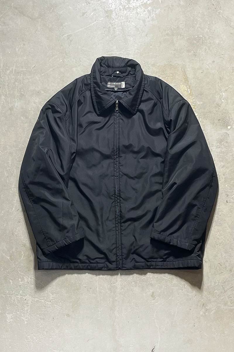 Y2K EARLY 00'S ZIP UP NYLON PUFF JACKET / BLACK [SIZE: XL USED]