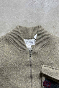 MADE IN ITALY 90'S MELANGE WOOL ZIP UP KINT SWEATER / GRAY [SIZE: M USED]