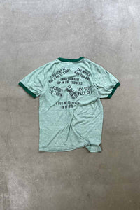 80'S S/S MASSAGE RINGER T-SHIRT / GREEN [SIZE: M USED]