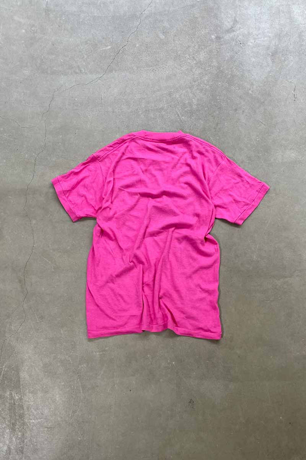 MADE IN PAKISTAN 90'S FUCK PRINT MESSAGE T-SHIRT / PINK [SIZE: M USED]