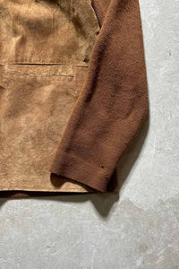 90'S SUEDE WOOL ACRYLIC KNIT JACKET / BROWN [SIZE: L USED]