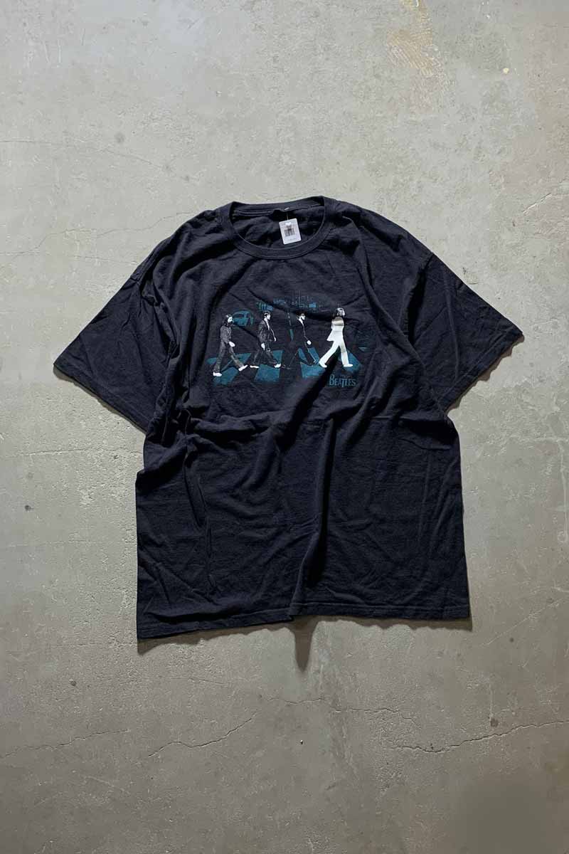 THE BEATLES ABBEY ROAD PRINT BAND T-SHIRT / BLACK [SIZE: 2XL USED]